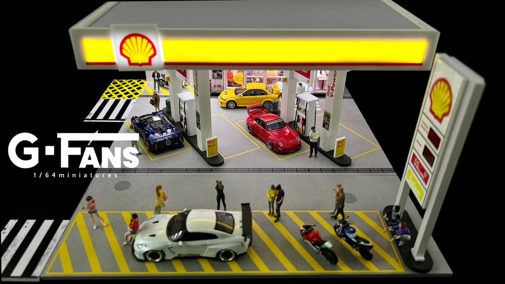 1:64 Scale Shell Petrol Station Diorama 710035 LED Display Set