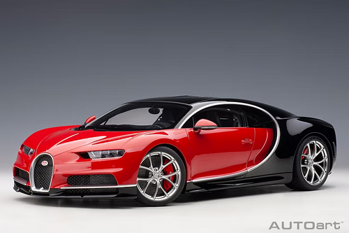 AUTOart 1:18 Bugatti Chiron Sport in Italian Red and Black - Front 3/4 View