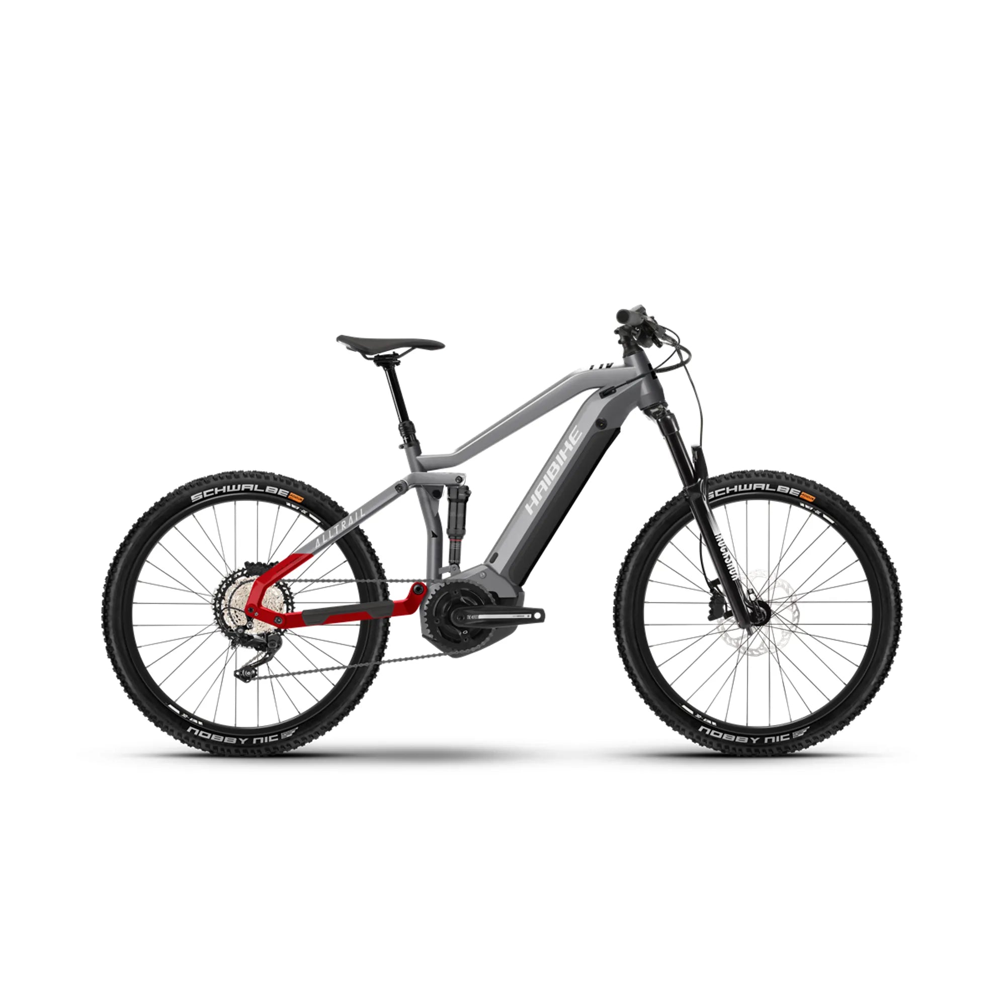 2024 Haibike AllTrail 5 electric mountain bike in Dark Grey side profile