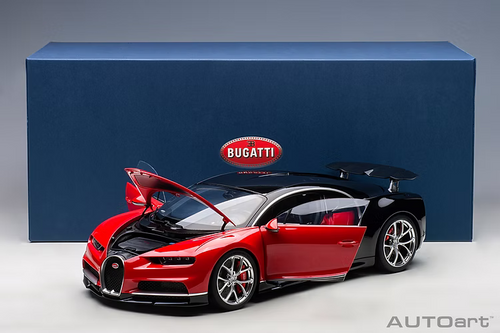 AUTOart 1:18 Bugatti Chiron Sport in Italian Red and Black - Front 3/4 View