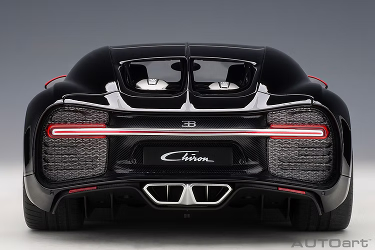 Rear view showing quad exhaust pipes on Bugatti Chiron Sport model