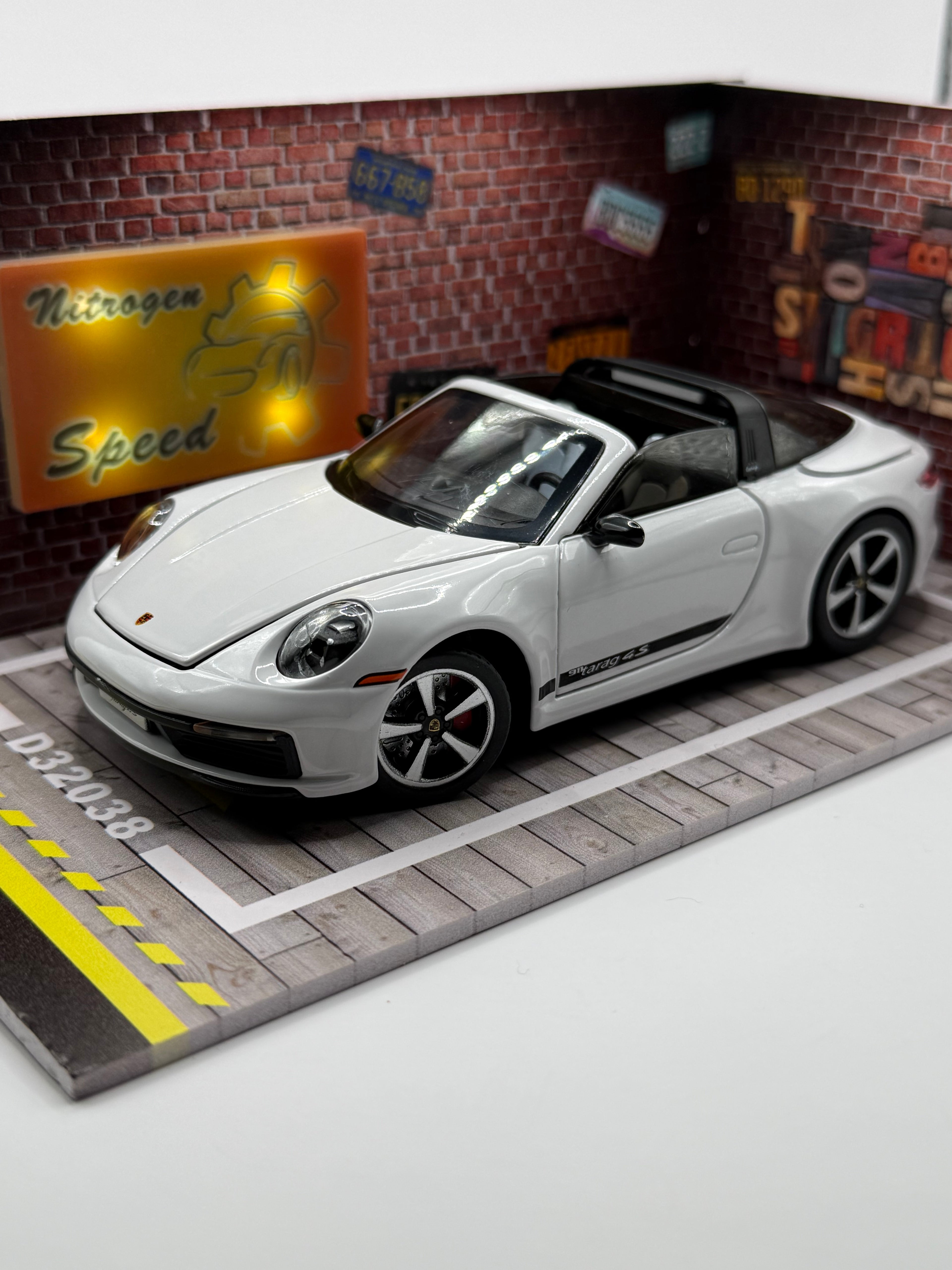 1/24 scale diecast car parking space diorama display with model car.