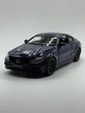Front view of 1/32 Mercedes AMG C63S diecast model car in Blue