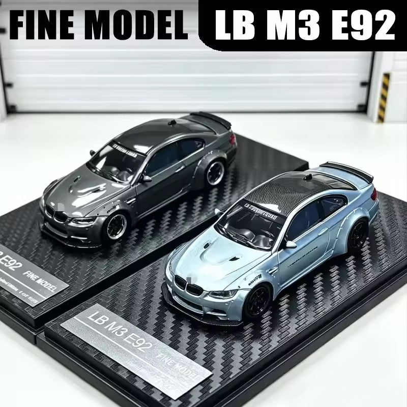 1/64 scale BMW M3 E92 diecast model scale car silver & black