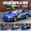 1:32 scale Subaru Impreza 22B STI diecast model in Sonic Blue