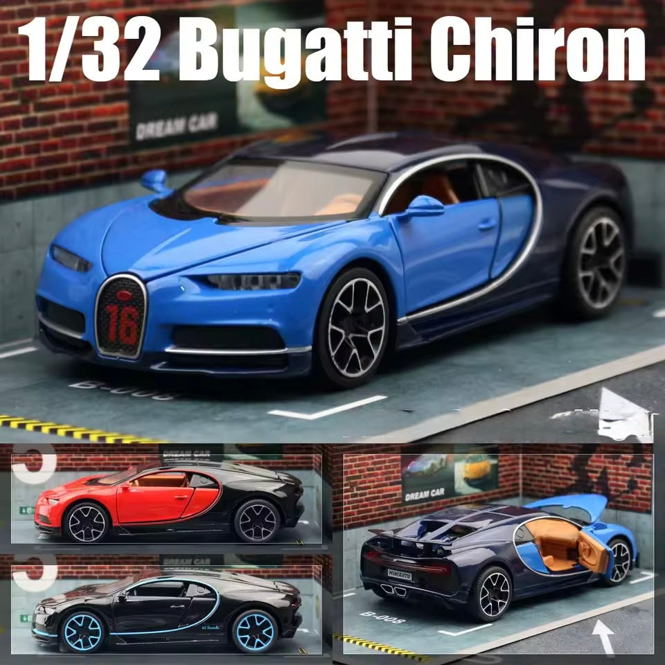 1:32 scale Bugatti Chiron diecast model in signature blue