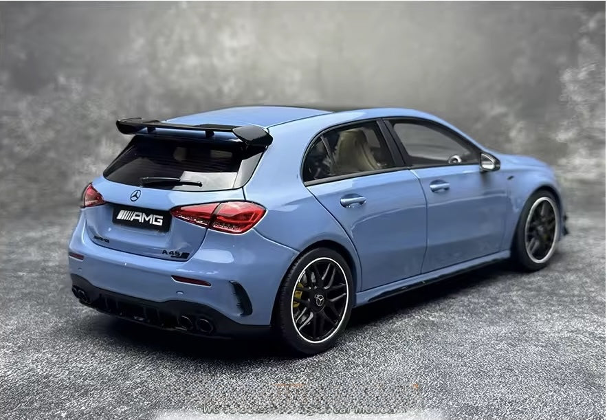 Rear view of the Kiloworks AMG A45S 1:18 scale model, featuring the quad exhaust pipes, aerodynamic rear diffuser, and authentic Mercedes-Benz badging.