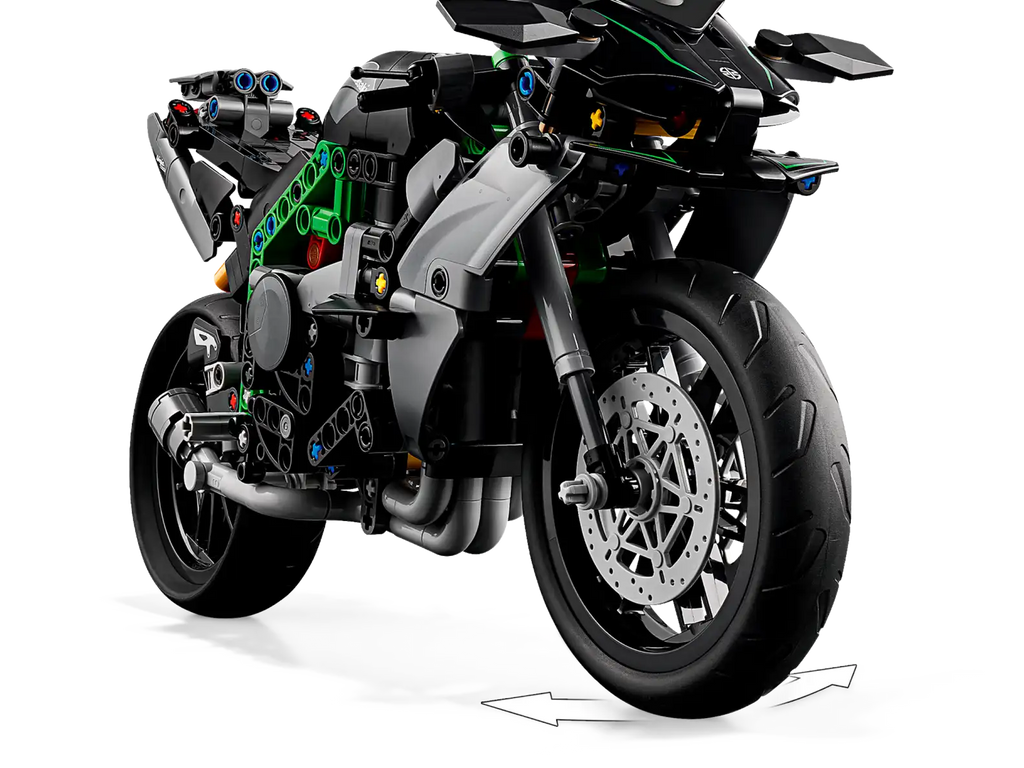 Kawasaki Ninja LEGO model on kickstand
