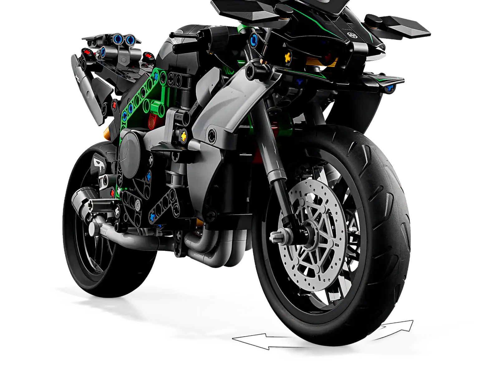 Kawasaki Ninja LEGO model on kickstand