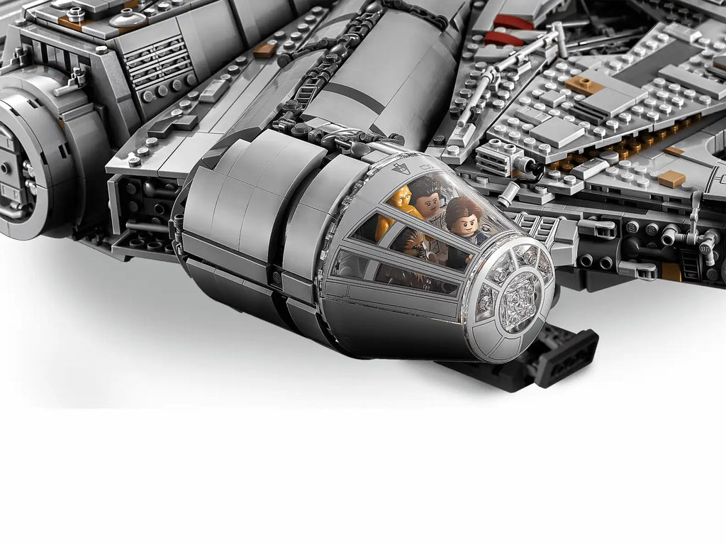 Detailed interior rooms of LEGO Millennium Falcon showing Dejarik table