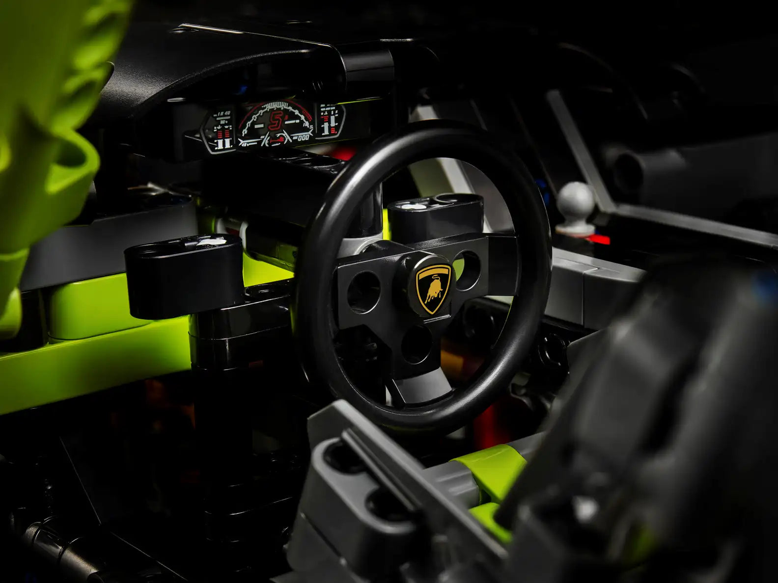 Lego Technic cockpit with paddle shifters and steering wheel