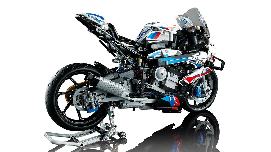 1:5 scale LEGO BMW M 1000 RR on paddock stand