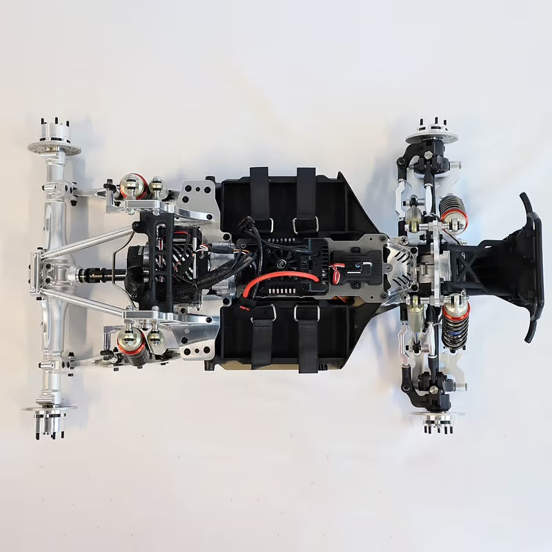 Internal layout of FID Voltz V2 showing 300A ESC and dual steering servos