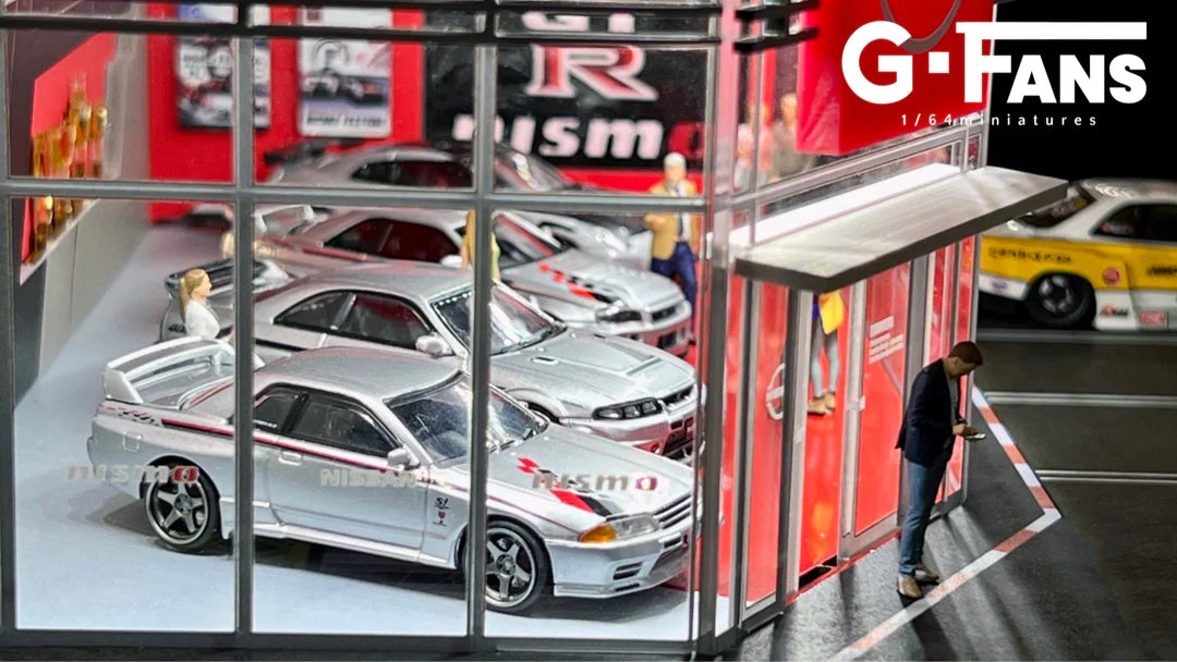 G-FANS 1:64 Nissan Nismo Dealership Diorama LED Display Garage (Model 710036)