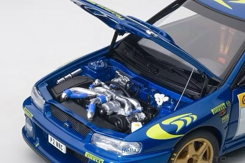 Detailed engine bay of AUTOart Subaru Impreza 1997 rally car