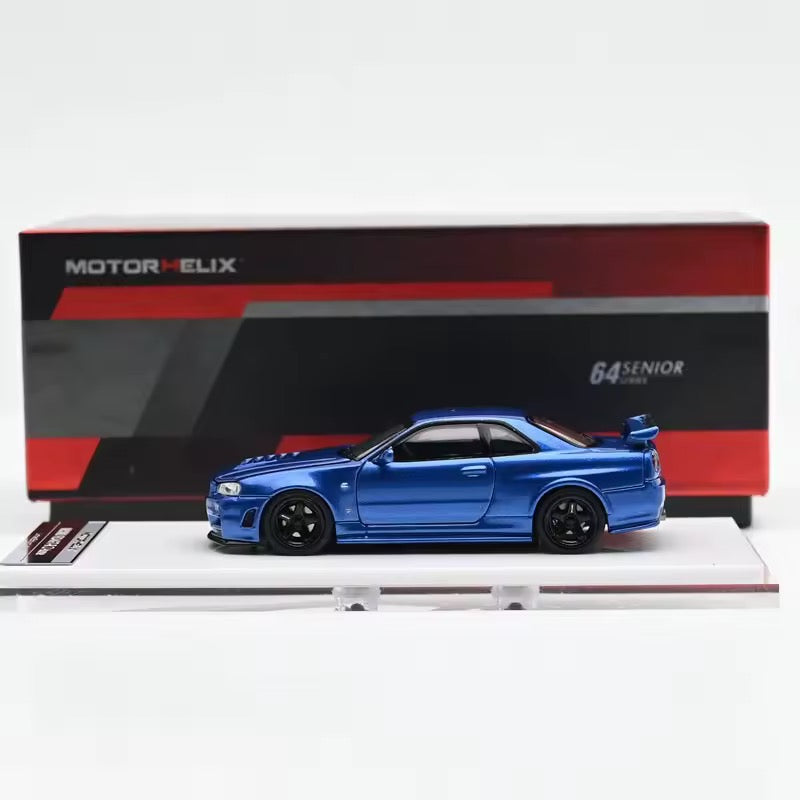 Motorhelix 1:64 Nissan Skyline GT-R (R34) Z-Tune Nismo - Blue