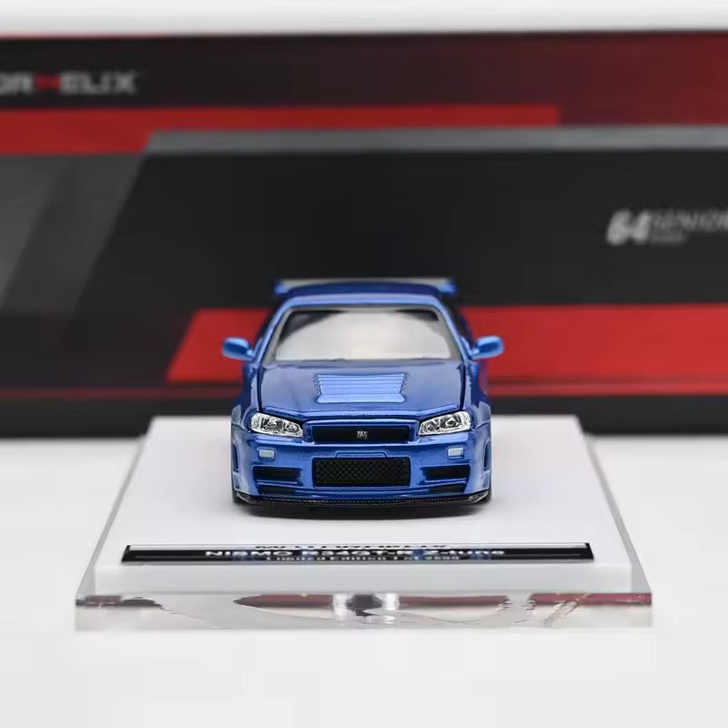 Motorhelix 1:64 Nissan Skyline GT-R (R34) Z-Tune Nismo - Blue