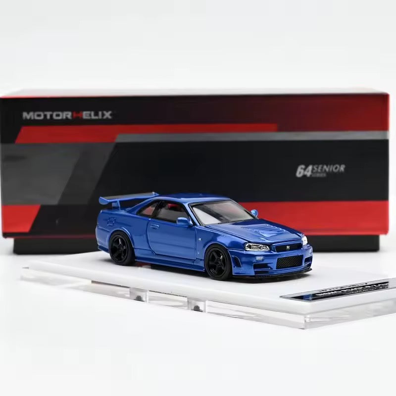 Motorhelix 1:64 Nissan Skyline GT-R (R34) Z-Tune Nismo - Blue