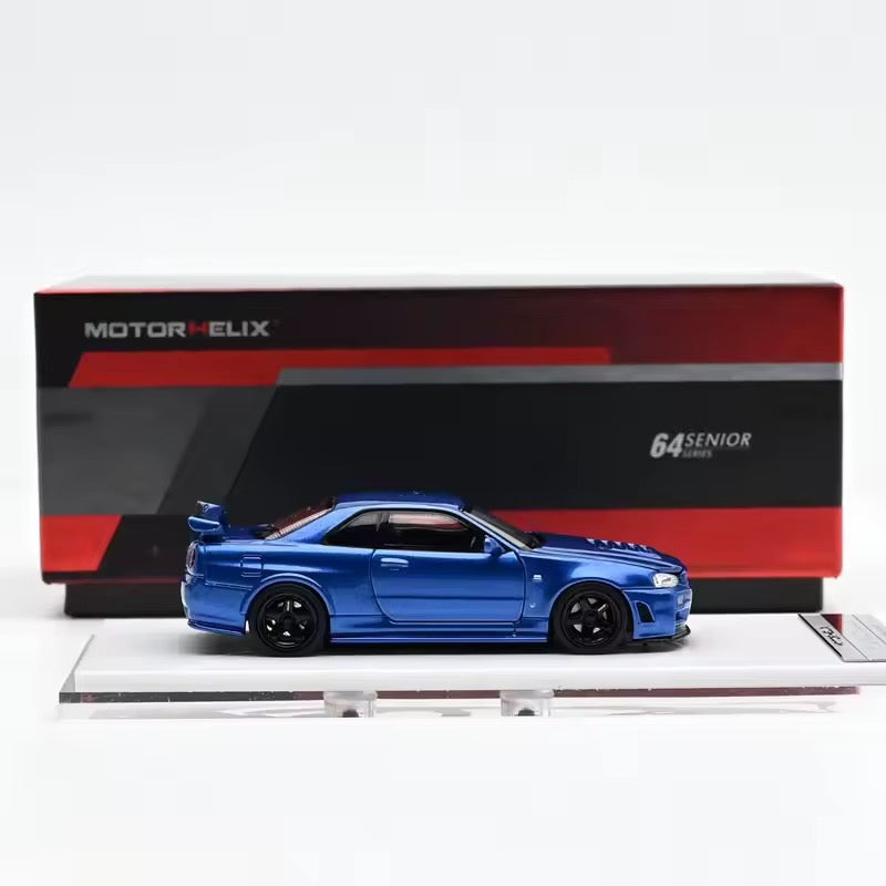Motorhelix 1:64 Nissan Skyline GT-R (R34) Z-Tune Nismo - Blue