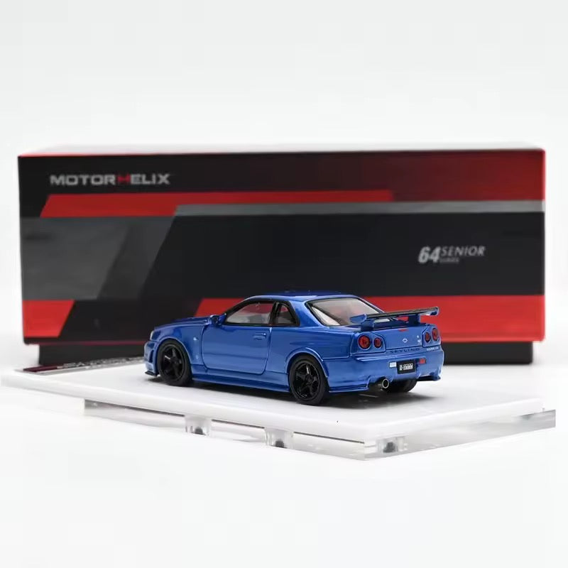 Motorhelix 1:64 Nissan Skyline GT-R (R34) Z-Tune Nismo - Blue