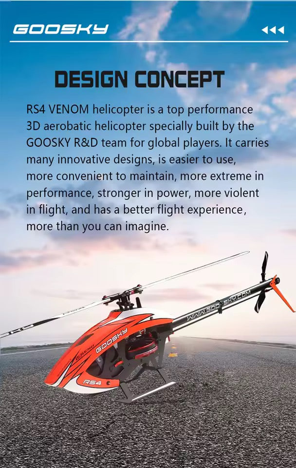 Goosky RS4 Venom BNF RC Helicopter