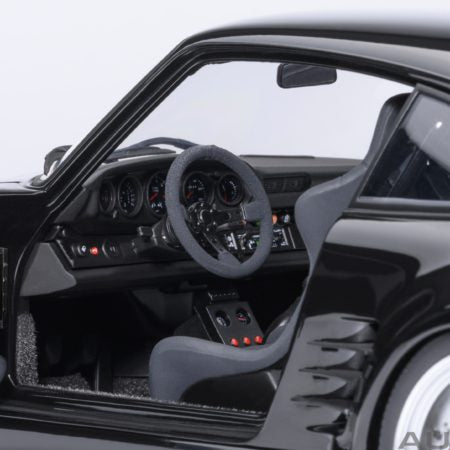 Interior view of AUTOart 1/18 scale Porsche 930 Turbo midnight black model