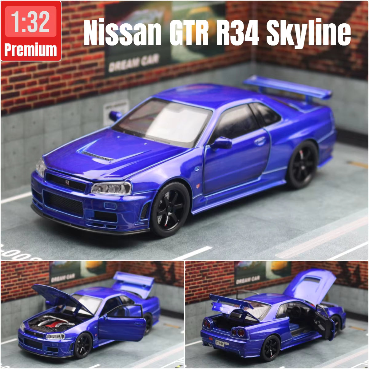 Licensed 1:32 Nissan Skyline GT-R R34 JDM Diecast Model