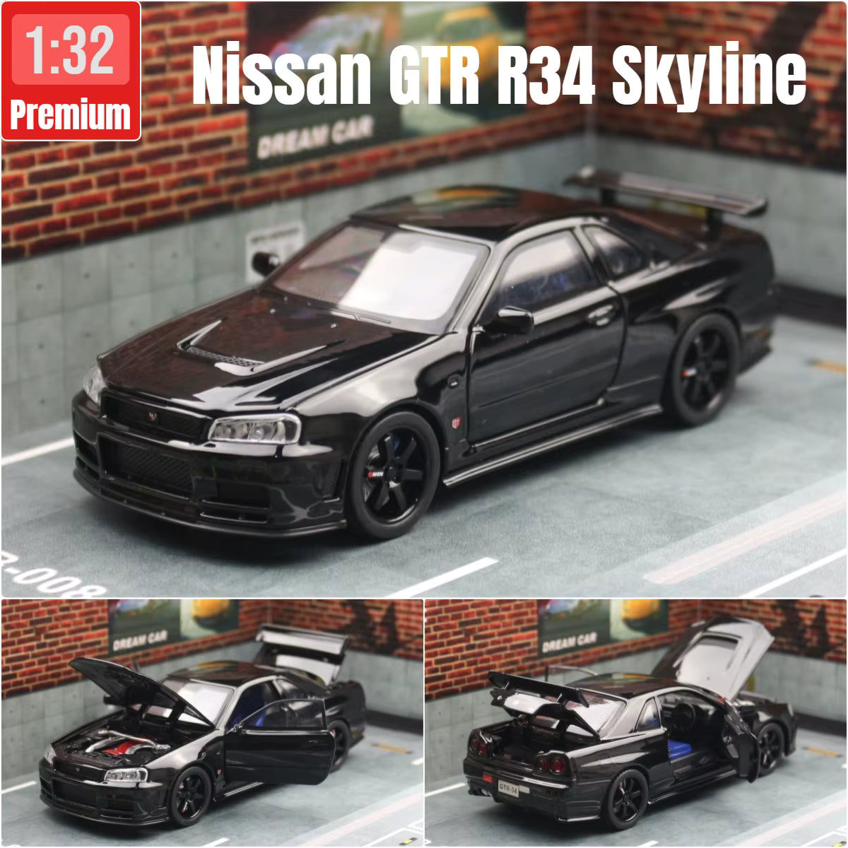 Licensed 1:32 Nissan Skyline GT-R R34 JDM Diecast Model