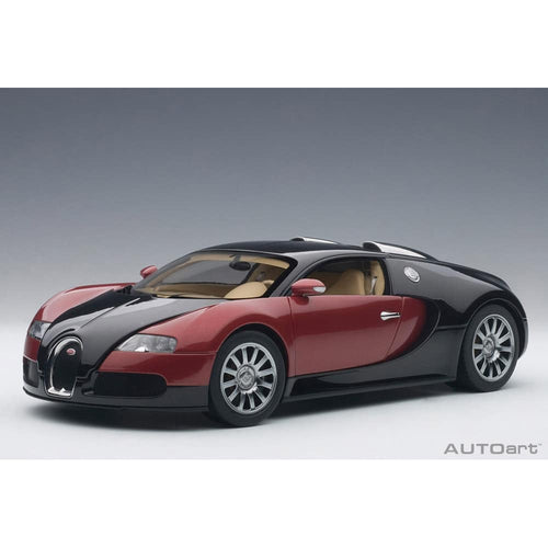 AUTOart 1:18 Bugatti Veyron 16.4 Production Car 001 in Red and Black side view