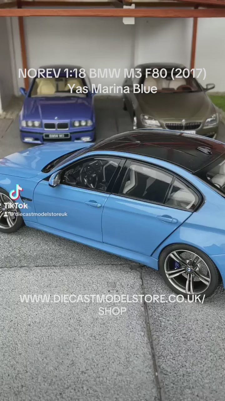 NOREV 1/18 2017 BMW M3 F80 Competition Pack Yas Marina Blue Model Scale Car (183255)